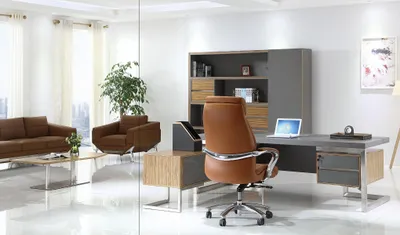 Productafbeelding van Modern houten bureau en kast met een elegant design