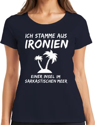 Zdjęcie produktu dla Koszulka damska I'm from Ironies of an Island Sarcastic Humour Palms, granatowy, M