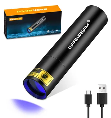 Immagine prodotto di Torcia UV a luce nera mini, 365nm - Ricaricabile, potente LED ultravioletto a luce nera