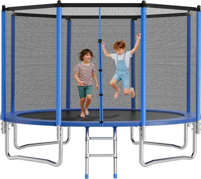 Image de Trampoline d'extérieur VEVOR trampoline au sol 427 x 427 cm avec filet de sécurité & cadre en acier, testé ASTM, trampoline haute performance, capacité de poids max. 204 kg, trampoline de jardin pour enfants
