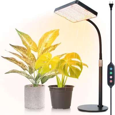 Image de Lampe LED pour plantes d'intérieur, 25W, spectre complet, avec minuterie, 208 LED, pied de support, connectable en série