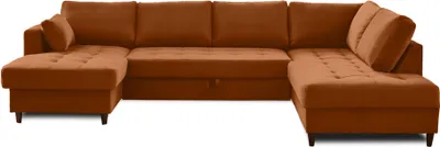 Produktbild von Lisa Design ANNA, Wohnlandschaft Ecksofa, mit Schlaffunktion und Bettkasten, 7-Sitzer, zeitgenössischer Stil– rechts , Rostfarben