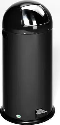 Produktbild von Klassischer Abfallsammler mit Einwurfklappe & Inneneinsatz + Fußpedal | 52 Liter, HxBxT 88x46,5x46,5cm | Verzinkter Stahl | Schwarz