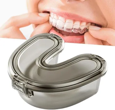 Produktbild von U-förmige, tragbare, unsichtbare Kunstgebit-Box, Kunstgebit-Wochenbox, Aufbewahrungskiste für orthodontische Apparate
