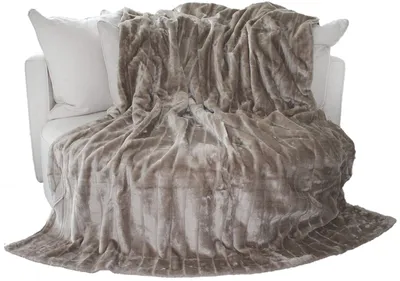 Obrázek produktu pro Umělá kožešinová deka – nadýchaná, šedohnědá barva, rozměry 180x220 cm