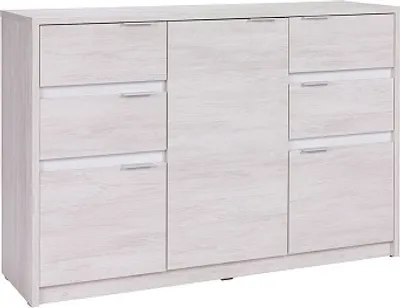 Obrázek produktu pro Furmeb24 - DENVER K3D4SZ- Dvoudveov komoda se zsuvkami , dub b­l/b­l leskl
