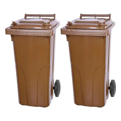 Produktbild von SuperSparSet 2x PROREGAL 2-Rad-Mülltonne MGB | HDPE-Kunststoff | 120 Liter | Braun