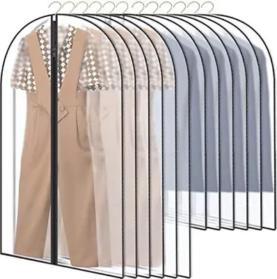 Produktbild von GoMaihe 12 Stück Kleidersack Anzug Lange, 60 x 120/100cm Schwarz Rand Transparent Anzugtasche Kleidersäcke, Kleiderhülle Anzugsack Abendkleid Brautkleid Mäntel Hemden Mottenschutz Wasserdicht, MEHRWEG
