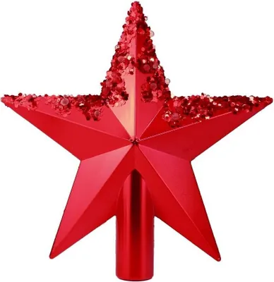 Produktbild von HAAC Baumspitze Stern für Weihnachtsbaum 22 cm rot glänzend mit Schmucksteinen