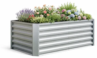 Produktbild von Metal Hochbeet 120x60x57 cm – Rektangulær plantekasse til have & terrasse – Stor haveseng af metal, planteseng uden gulv, Galdo L
