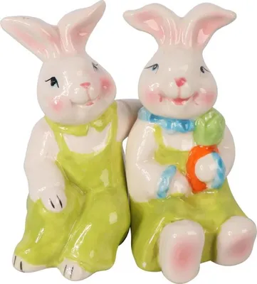 Zdjęcie produktu dla Zestaw Ceramicznych Solniczki i Pieprzniczki w Kształcie Zajączków Wielkanocnych