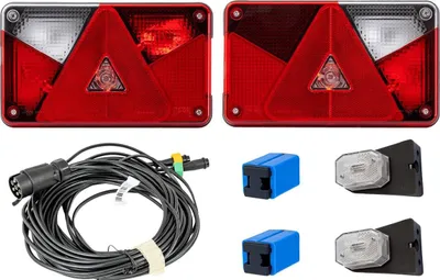 Produktbild von Rückleuchtenset: ASPÖCK MULTIPOINT V Rückleuchten + ASPÖCK FLEXIPOINT I Umrissleuchten + MANTES 7m 7-PIN Kabelbaum