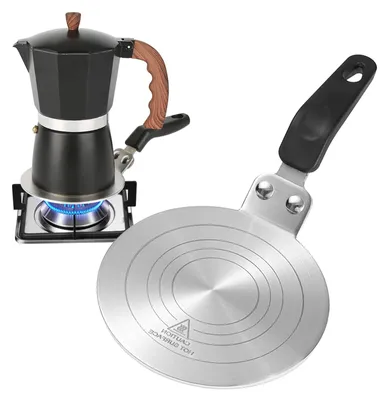 Induktionsadapterplatte 13 cm Edelstahl mit Wärmeisoliergriff