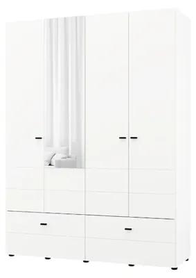 Produktbild von Spigno - Großer Kleiderschrank, 155x208h cm, Mattweiß, 2 Einlegeböden