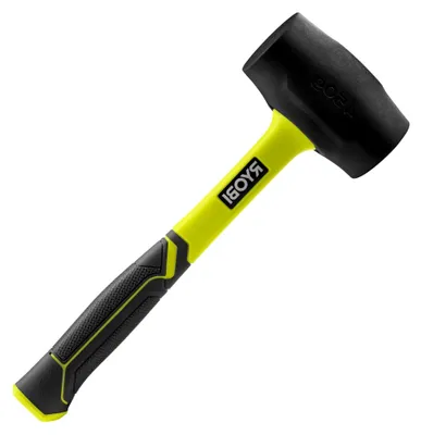 Produktbild von Gummihammer mit Hickory-Holzgriff, schwarz, 450 Gramm
