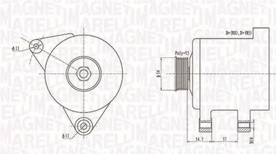 Produktbild von MAGNETI MARELLI 063731747010 Lichtmaschine Generator LiMa 70A 12V für OPEL Corsa C Schrägheck (X01) Astra H Caravan (A04) Astra H Schrägheck (A04)