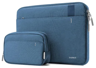 Image de Sacoche pour ordinateur portable Inateck 13 pouces, avec poche pour accessoires, couleur bleu - Sacoche