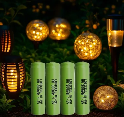 Produktbild von 4 stück LogiCell NI-MH-Akku Mignon AA 300mAh, 1,2V für Solarprodukte Solar Batterie, Außen-Solarleuchten Solarlampen, Wiederaufladbare Garten LED