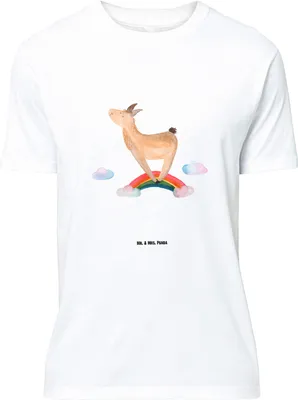 Produktbild von Mr. & Mrs. Panda T-Shirt Lama Regenbogen - Weiß - Geschenk, große Größen, Oversize, Abi, Freiheit, Selbstständig, Tshirt, Shirt, Lamas, Lustiges