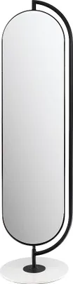 Produktbild von Standspiegel aus Metall mit Ablage und Bügeln - B 44 x H 169 cm - Schwarz - TOMONO