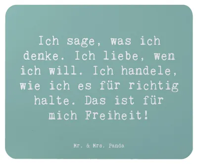 Produktbild von Mr. & Mrs. Panda Mauspad Spruch Freiheit Leben - Meeresbrise - Geschenk, Motivation, pc mausunterlage, Gefühl, Unabhängigkeit, Individualität, Mousepad, inspirierend