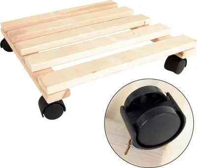 Produktbild von BURI Holz-Pflanzenroller Kübelroller Blumentopf Rollbrett Transportroller Untersetzer