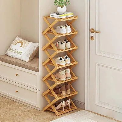 Image de Armoire à chaussures verticale à 7 étagères - Sans montage - Armoire à chaussures autonome pour les couloirs et les chambres