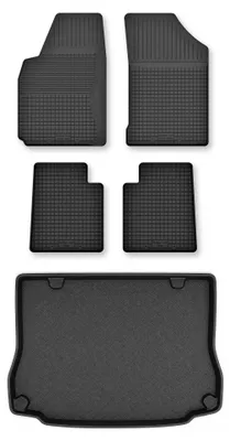 Image de Tapis en caoutchouc + bac de coffre pour Citroen Xsara 1997-2006 (break) – 5 pièces, noirs, semi-universel, adapté
