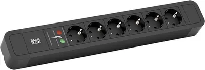 Produktbild von BACHMANN PRIMO 2 6x CEE7/3 1x ÜSS, schwarz, 2 m