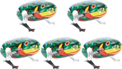 Produktbild von Aufziehfrösche Haustierspielzeug, 5 Stück aus Eisenblech, halbautomatisch für Katzen und Hunde, Spielzubehör