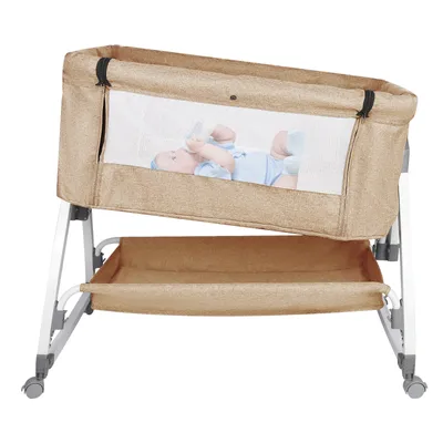 Produktbild von 4 in 1 Beistellbett Baby und Freistehendes Kinderbett,Babywiege,6-stufig Höhenverstellbares Babybett,neigbar,Kinderbett inkl. Matratze 80X40X100-116cm