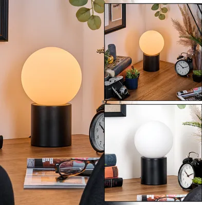 Produktbild von Fossobiubo Tischlampe aus Metall/Glas in Schwarz/Weiß/Milchglas