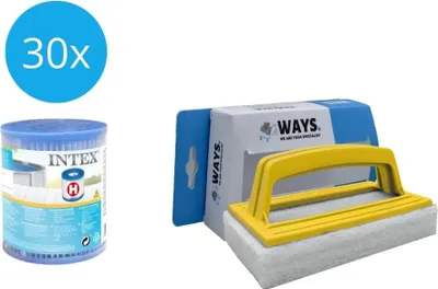 Obrázek produktu pro Intex - Ekonomické balení - H-filtr vhodný pro filtrační čerpadlo 28602GS - 30 kusů a kartáč na čištění WAYS