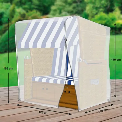 Produktbild von Premium Strandkorbhülle, Größe:125(B)x100(T)x165/140(H) cm