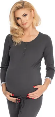 Obrázok produktu pre PeeKaBoo Dámske tehotenské pyžamové nohavice Twisting grafitová S/M