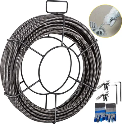 Obrázek produktu pro VEVOR stroj na čištění potrubí 390W přístroj na čištění potrubí spirála 15 mm x 13 mm kompaktní elektrický čistič kanalizace s 8 vyměnitelnými čepelemi nástroj s posuvnou objímkou 51-102 mm pro instalaci potrubí
