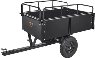 Produktbild von Hochleistungsfähiger ATV-Anhänger aus Stahl, 750 Pfund, 15 Kubikfuß, Gartenanhänger mit abnehmbaren Seitenwänden für Aufsitzmähertraktoren