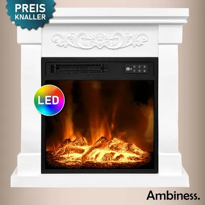 Produktbild von Ambiness Elektrokamin Fiona | 2 Heizstufen | 900W & 1800W | LED - 3D Flammeneffekt mit Farbwechsel | inkl. Fernbedienung Timer & Thermostat | Überhitzungsschutz