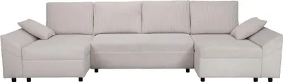 Produktbild von Panorama-Ecksofa aus Cord "Vaugirard II" - 5-Sitzer - Beige