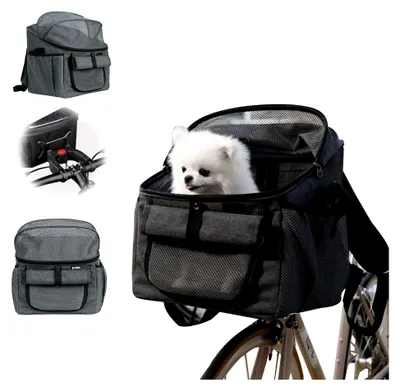 Produktbild von Hundekorb für das Fahrrad vorne, atmungsaktiver und faltbarer Hunderucksack 4 in 1 für kleine Hunde und Katzen