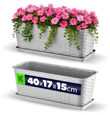 Obrázek produktu pro KADAX balkonový květináč s podstavcem "Frette", balkonový truhlík s otvory pro vodu, 40 cm, světle šedý