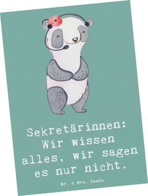 Produktbild von Mr. & Mrs. Panda Grußkarte Sekretärin Geheimnisträgerin - Meeresbrise - Geschenk, Sekretärinnen: Wir wissen alles, Loyalität, Berufe, Kunstkarten, Ansichtskarte, Beruf