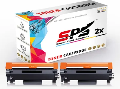 A box of toner cartridges with two toner cartridges in front of it.