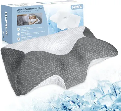 Produktbild von Ergonomisches Nackenkissen Viscoschaum 60x35x8/12 cm, kühlender Kissenbezug, für Schlaf