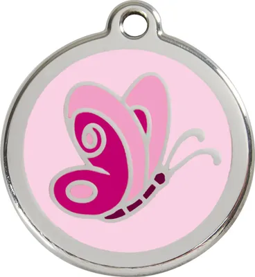 Produktbild von RedDingo Hundemarke mit individueller Gravur Schmetterling pink, Größe: L