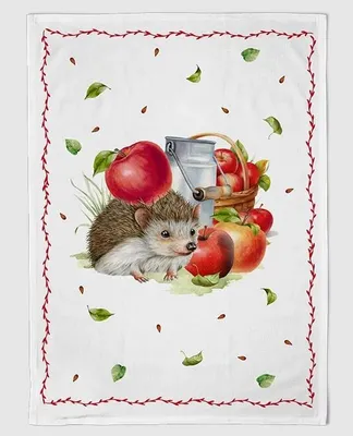 Produktbild von Geschirrtuch Igel und Äpfel, Geschirrtücher Mitbringsel Geschenkidee, Apfel