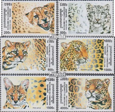 Produktbild von Briefmarken Kambodscha 1998 Mi 1878-1883 (kompl.Ausg.) postfrisch Raubkatzen