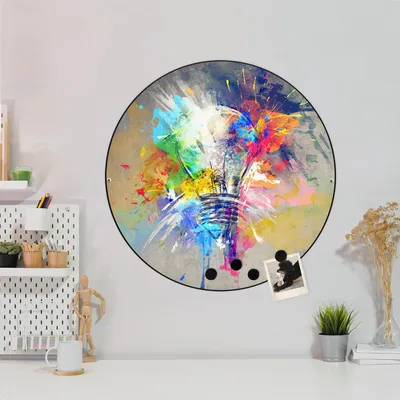 Zdjęcie produktu dla Designerska tablica magnetyczna stalowa czarna okrągła 47cm