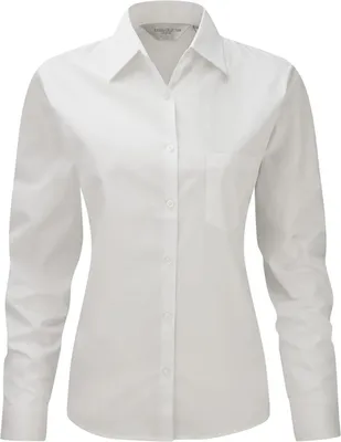 Image de Chemise / chemisier / chemise de travail en coton pour femmes Jerzees, manches longues FK751 (Large) (blanc)