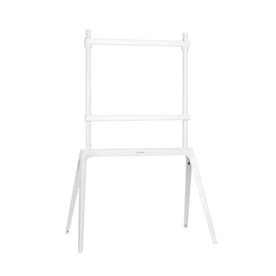 A white TV stand on a white background.